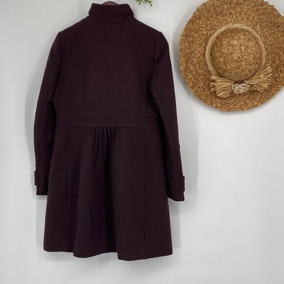 J.Crew Coletta Double Cloth Lady Pea Coat Made In Italy Plum Size 6‎ /M - Picture 3 of 16